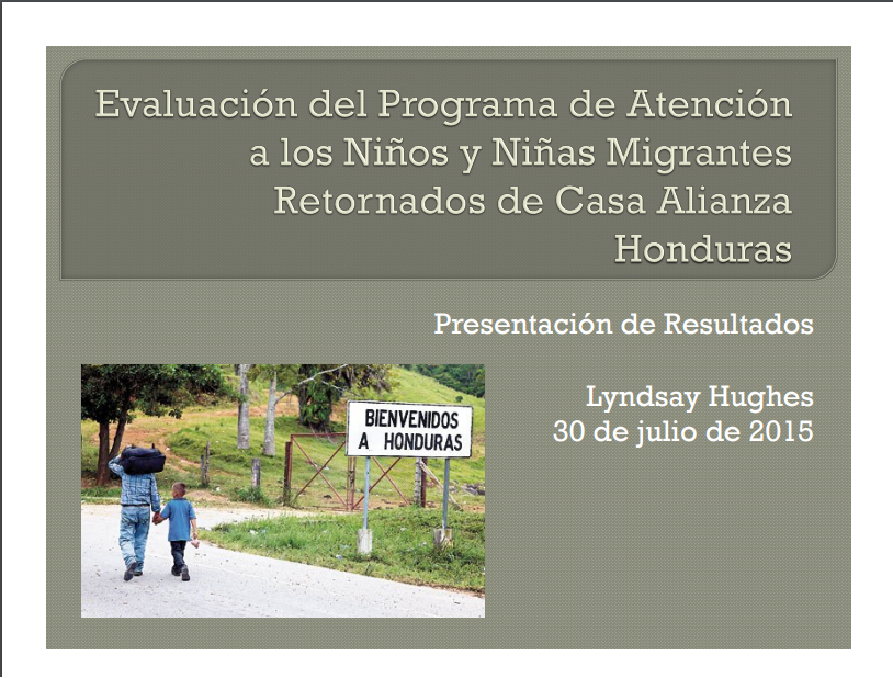 Evaluación del programa de atención a los niños y niñas migrantes retornados, Presentación de resultados